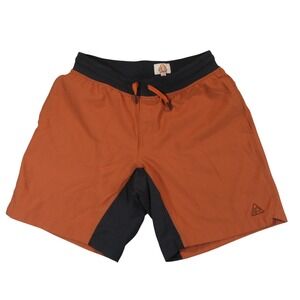 Livsn Mens Shorts M x 8 Orange Reflex Pull On Athletic Shorts Nylon Drawstring